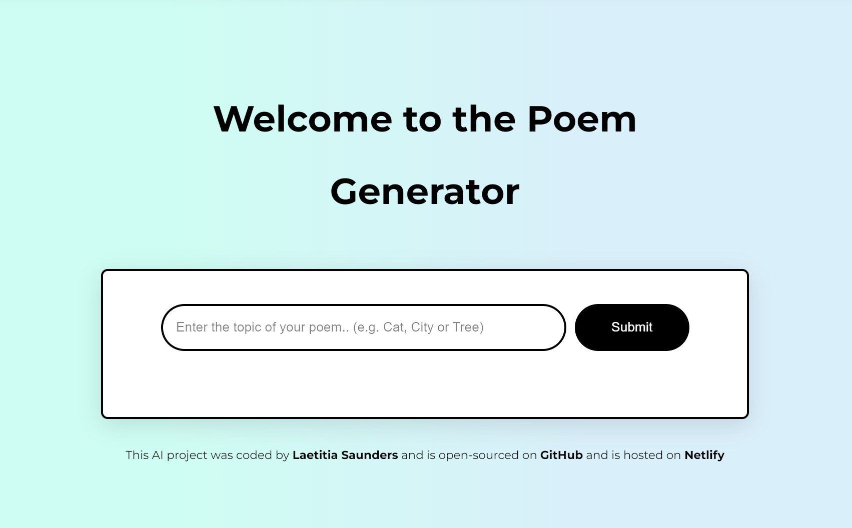 Poem Generator app photo